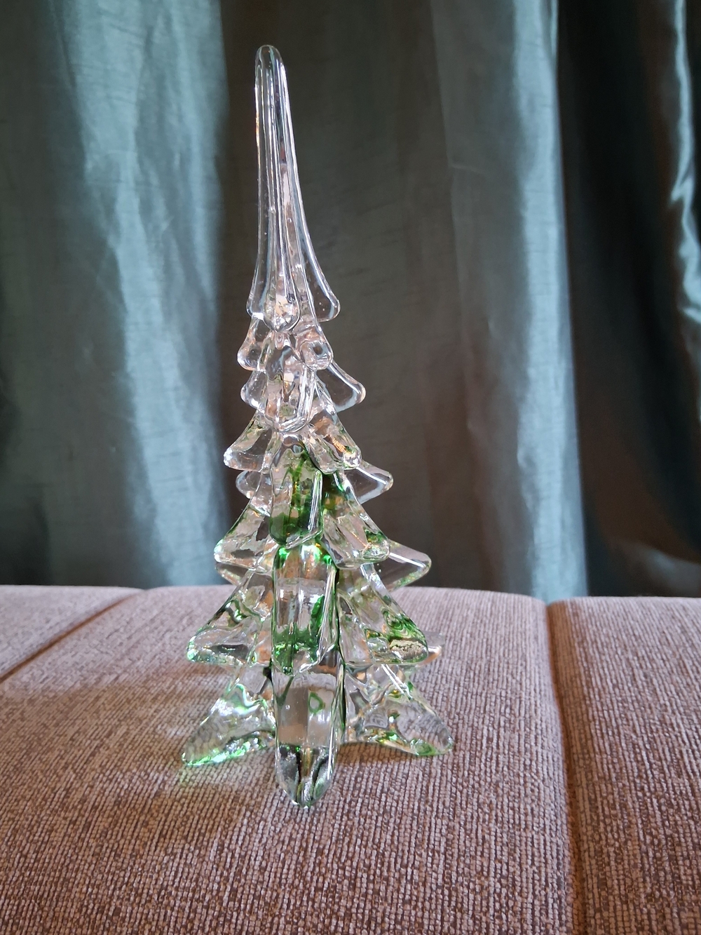 Vintage Murano Inspired Blown Glass Tree With Green Ribbon Coloring 8" - Picture 1 of 6
